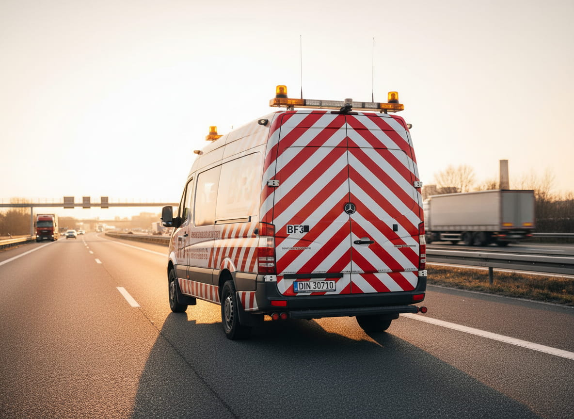 Fahrzeugwarnmarkierung nach DIN 30710