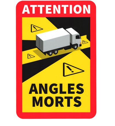 Aufkleber Toter Winkel "Angles Morts" 170 x 250 mm LKW