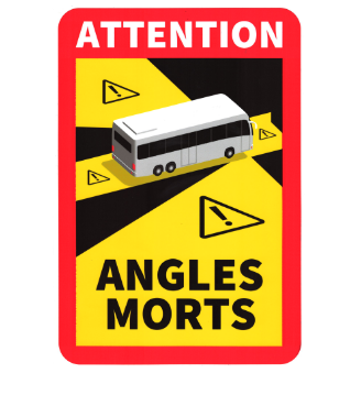Aufkleber Toter Winkel "Angles Morts" 170 x 250 mm BUS