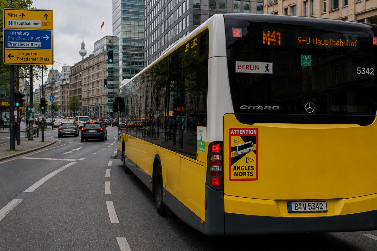 Aufkleber Toter Winkel "Angles Morts" 170 x 250 mm BUS