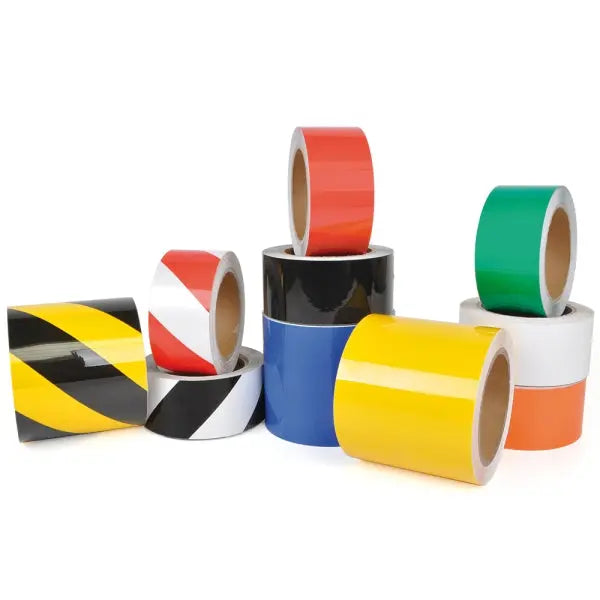 Vloermarkeringstape rood/wit verwijderbaar 50mm x 15mtr - Reflexfolie