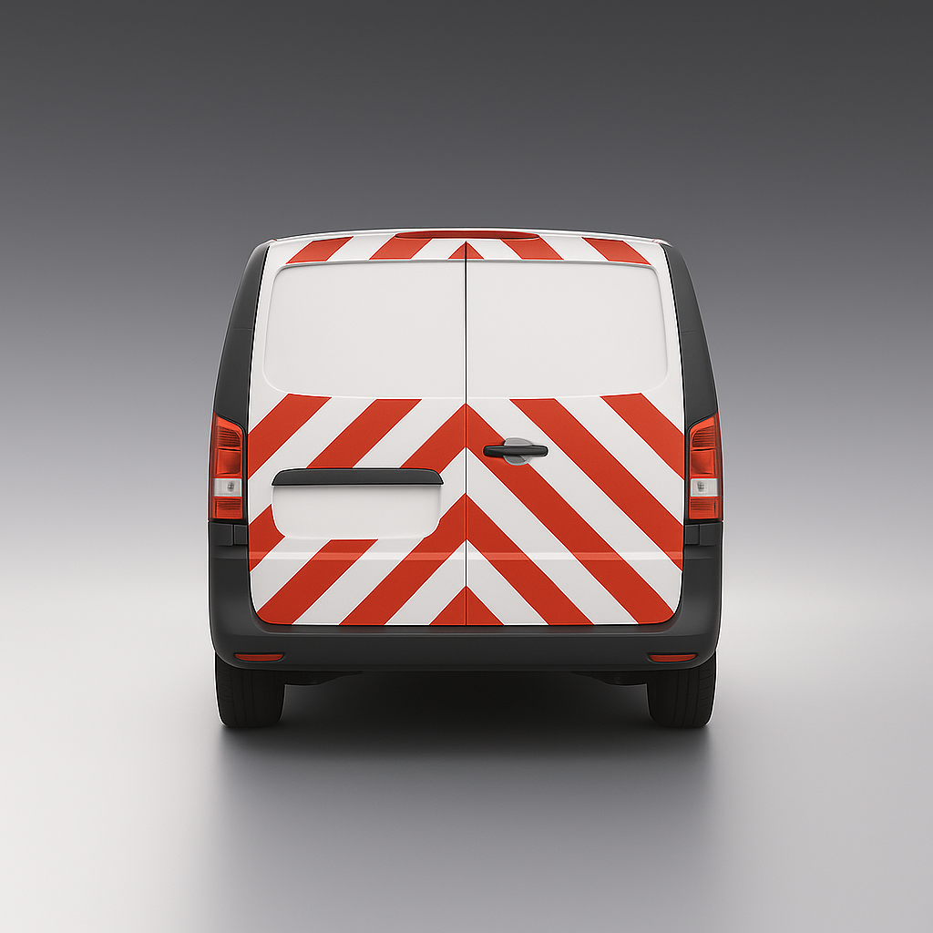 Rückseite Mercedes Vito 2018 Chevron Rot/Weiß Klasse 2 - Reflexmarkierung