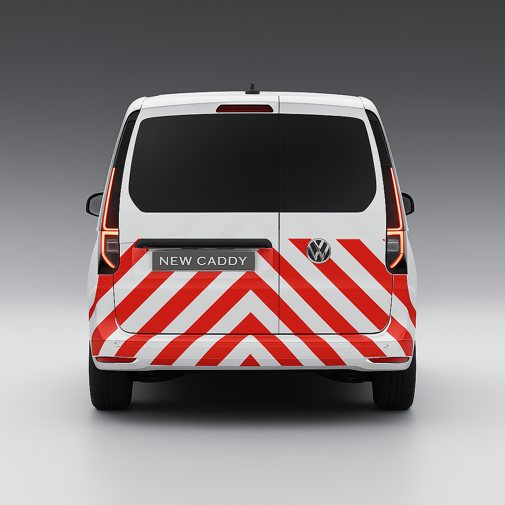 Rückseite Volkswagen Caddy 2021 Chevron Rot/Weiß Klasse 2 - Reflexmarkierung