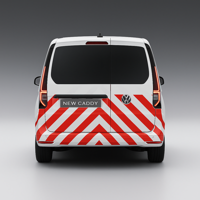 Rückseite Volkswagen Caddy 2021 Chevron Rot/Weiß Klasse 2 - Reflexmarkierung