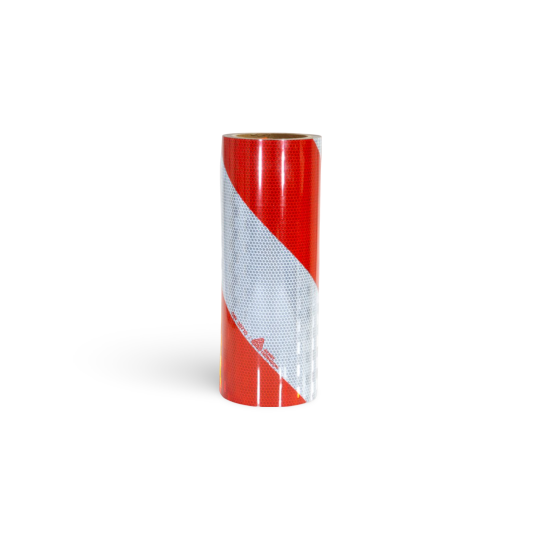 Industriemarkierung Rot/Weiß linksweisend 282 mm - Reflexmarkierung