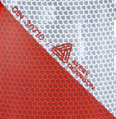Industriemarkierung Rot/Weiß rechtsweisend 141 mm - Reflexmarkierung
