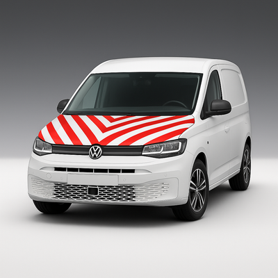 Motorhaube Volkswagen Caddy 2021 Chevron Rot/Weiß Klasse 2 - Reflexmarkierung