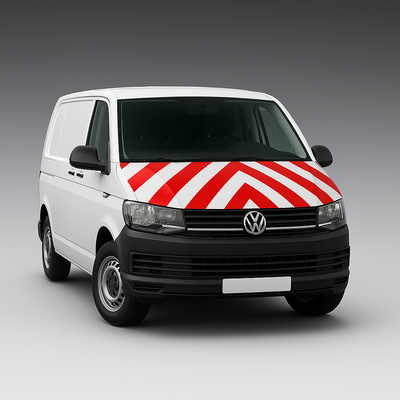 Motorhaube Volkswagen Transporter T6 2015 Chevron Rot/Weiß Klasse 2 - Reflexmarkierung